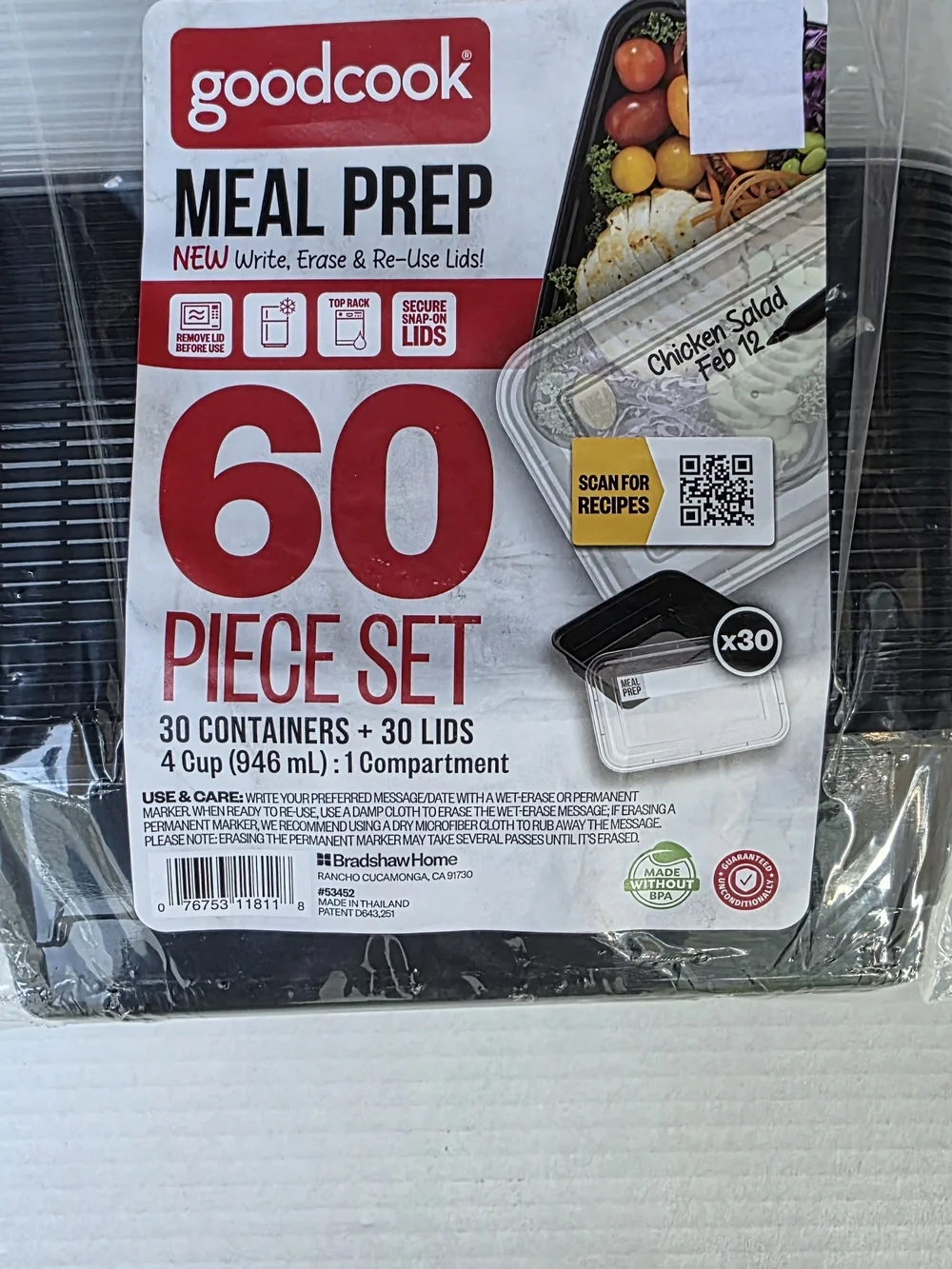 Goodcook Meal Prep 60-Piece Black Meal Prep Container Set